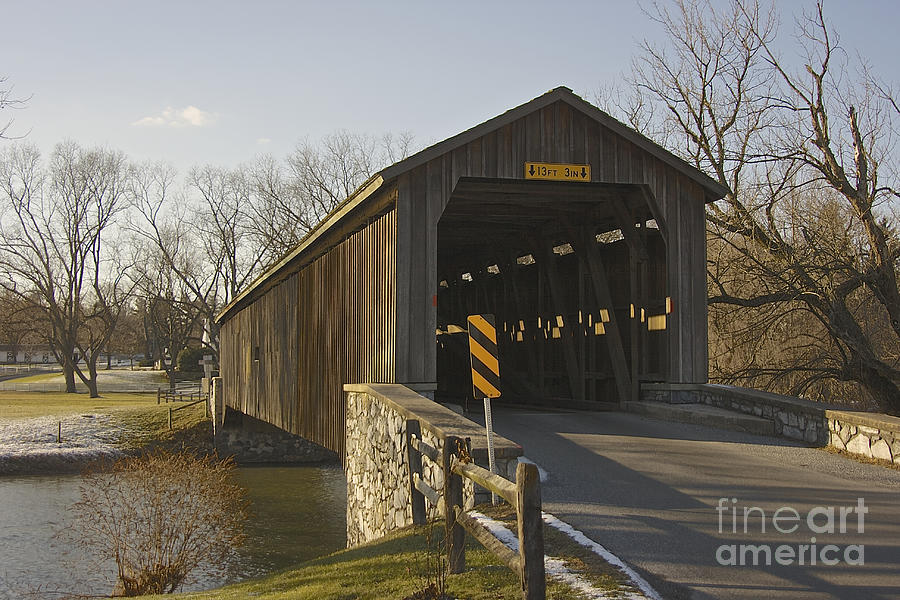 Covered Bridge Photograph - Hunseckers Mill Covered Bridge by Lori Amway