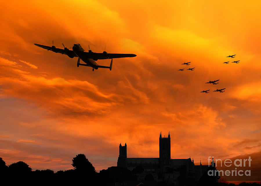 Lancaster Lincoln Sunset Digital Art by Airpower Art