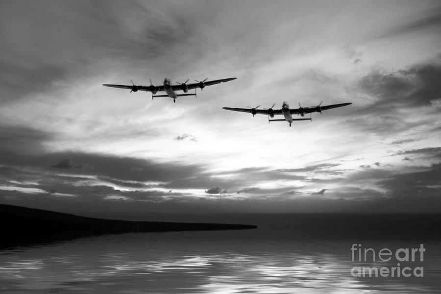 Lancasters Return Mono Version  Digital Art by Airpower Art