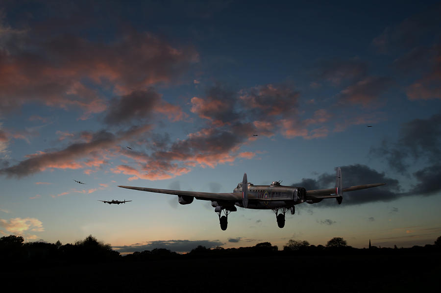 Lancasters taking off at sunset Photograph by Gary Eason