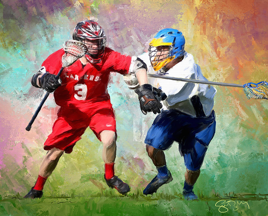 Lacrosse Painting - Lancers Lacrosse by Scott Melby