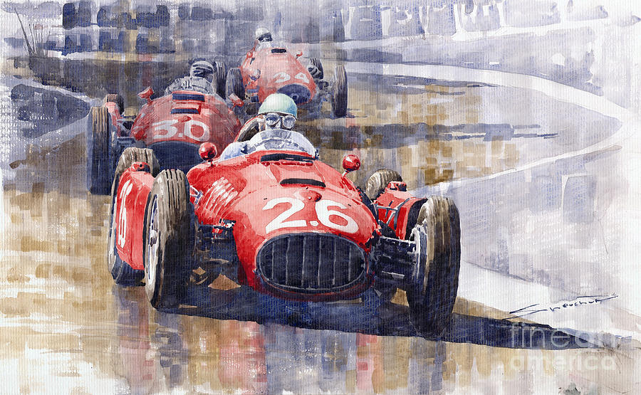 Car Painting - Lancia D50 Monaco GP 1955 by Yuriy Shevchuk