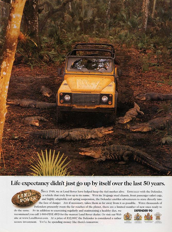 Vintage Photograph - Land Rover Defender 90 Ad by Georgia Clare