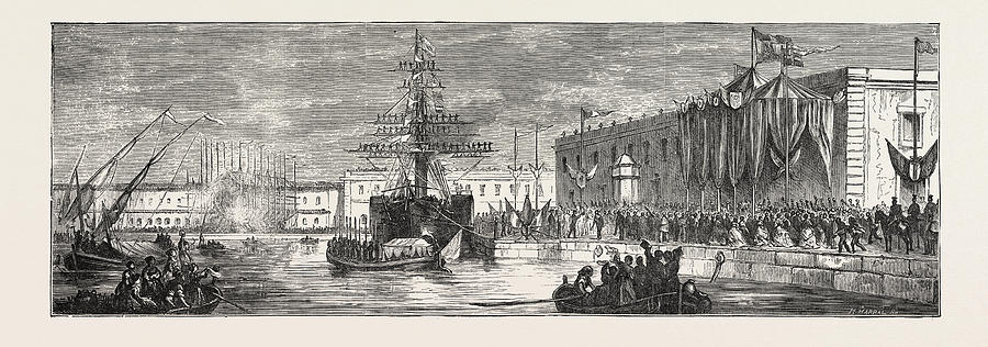 Vintage Drawing - Landing Of The King Of Spain At Carthagena by Spanish School
