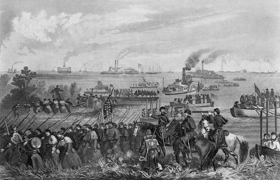 Boat Photograph - Landing Of Troops On Roanoke Island, Burnside Expedition, 8th February 1862, Engraved By George E by William Momberger