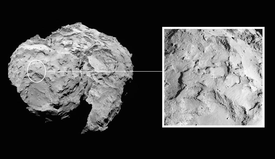 Space Photograph - Landing Site On Comet 67pc-g In Context by Science Source