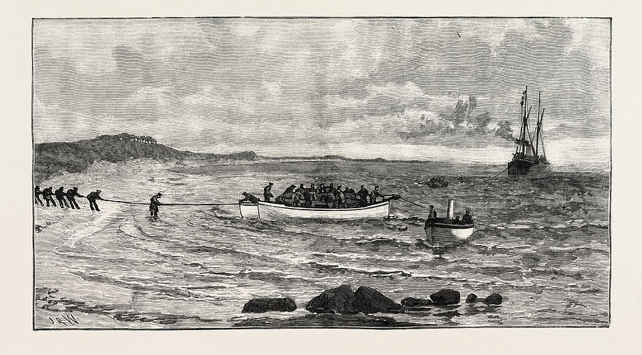 Landing The Anglo-french Telephone Cable At Sangatte Drawing by English ...