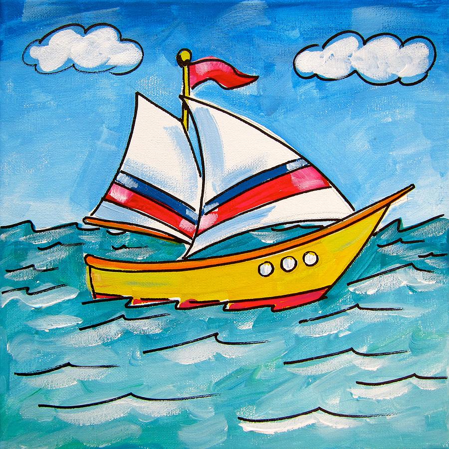 Landons boat Painting by Alan Metzger