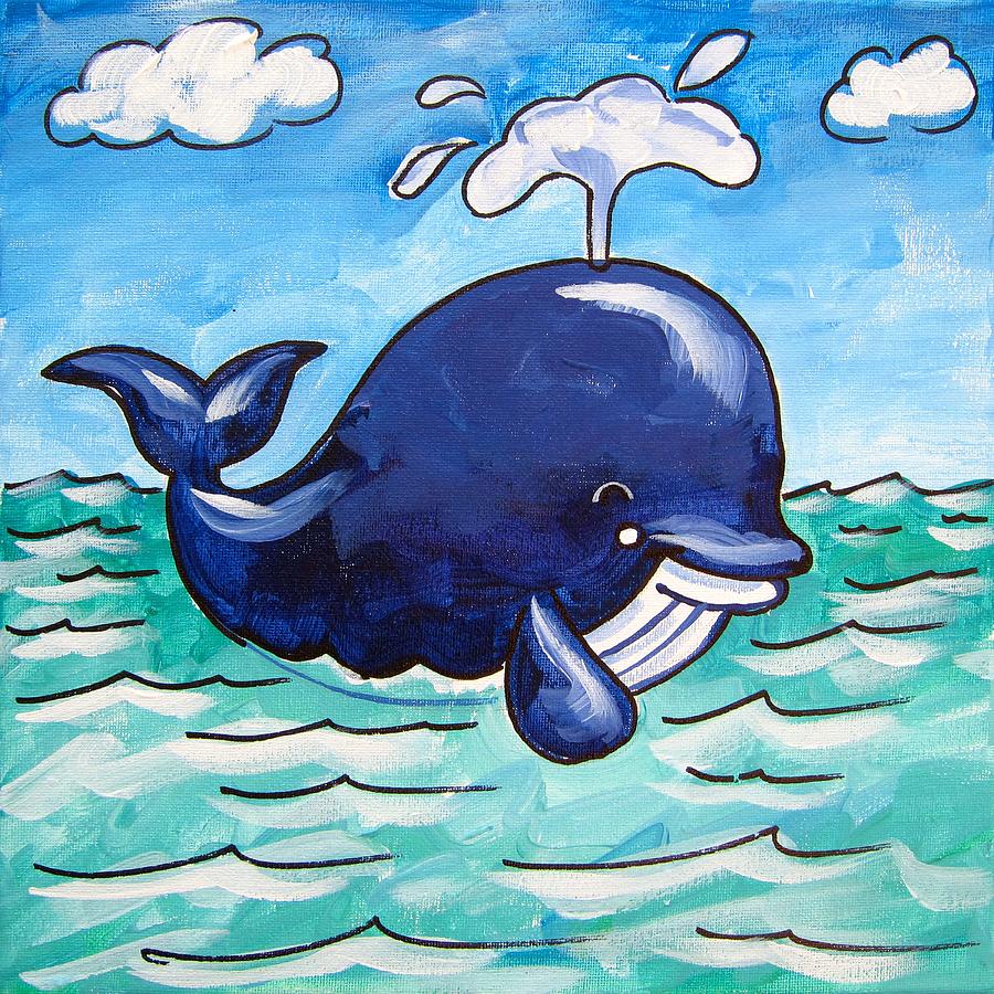 Landons whale Painting by Alan Metzger
