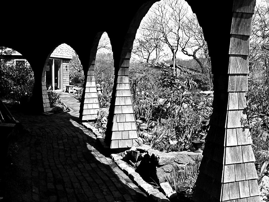 Black And White Photograph - Lands End Inn Arches by Mike McCool