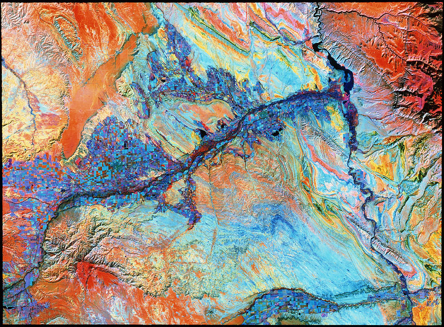 Landsat Image Of Bighorn Basin Photograph by Mda Information Systems/science Photo Library