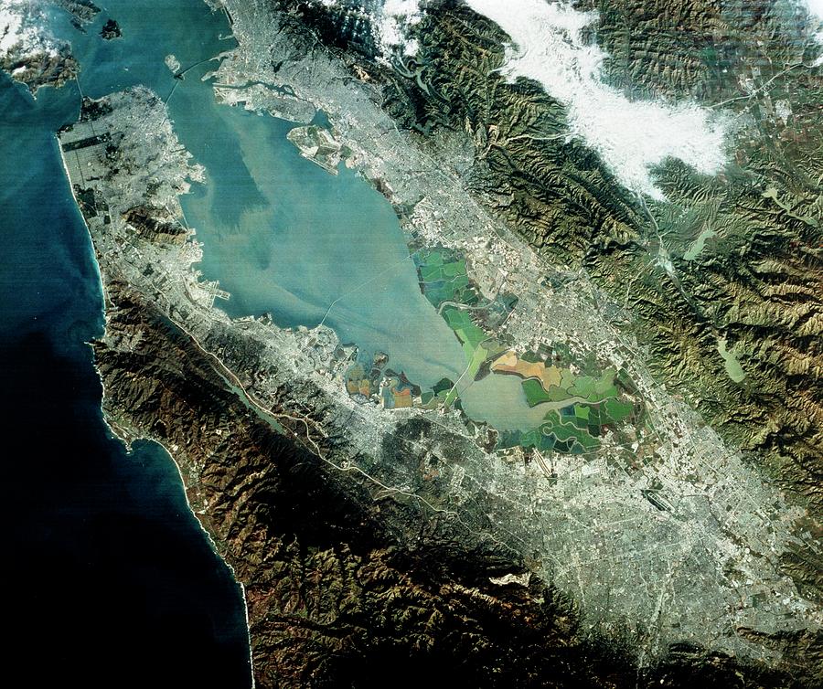 Landsat Image Of San Francisco Bay Area Photograph by Mda Information Systems/science Photo Library
