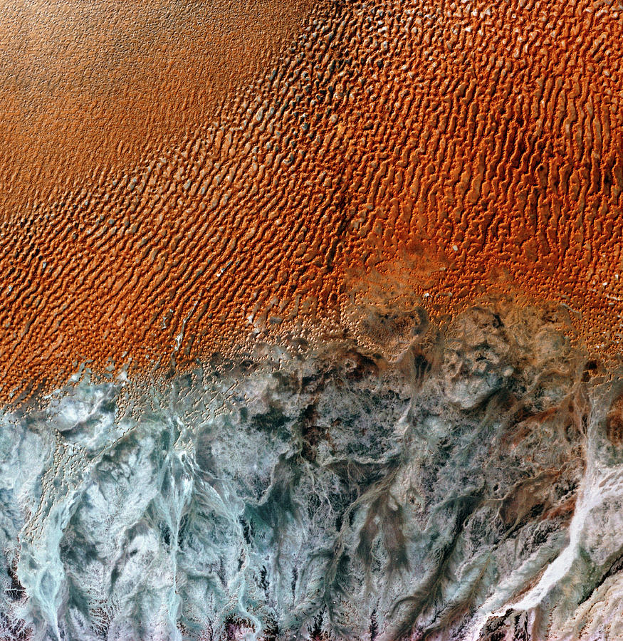 Landsat Image Of The Desert Showing Sand Dunes Photograph by Mda Information Systems/science Photo Library