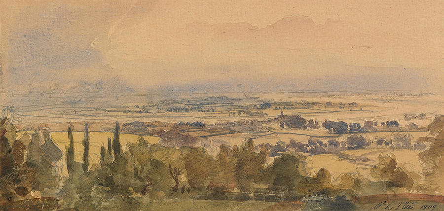 Landscape Drawing - Landscape, 1909 by Philip Wilson Steer