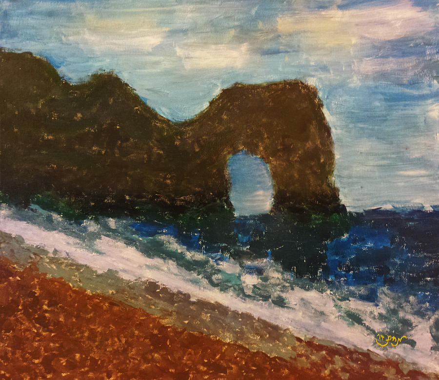 Landscape Beach Mountain Seascape South France Painting by MendyZ