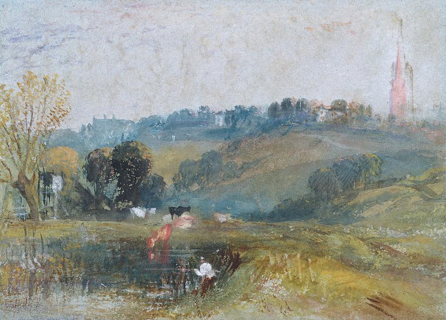 Cow Photograph - Landscape Near Petworth, C.1828 Gouache by Joseph Mallord William Turner