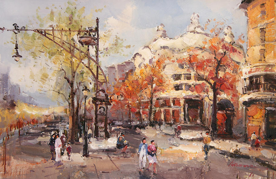 Landscape Of Autumn Street View Painting by Unknown - Fine Art America