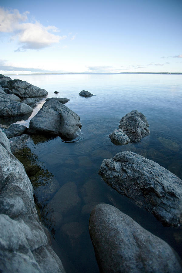 Nature Photograph - Landscape Of Rocks Along Shoreline by Woods Wheatcroft