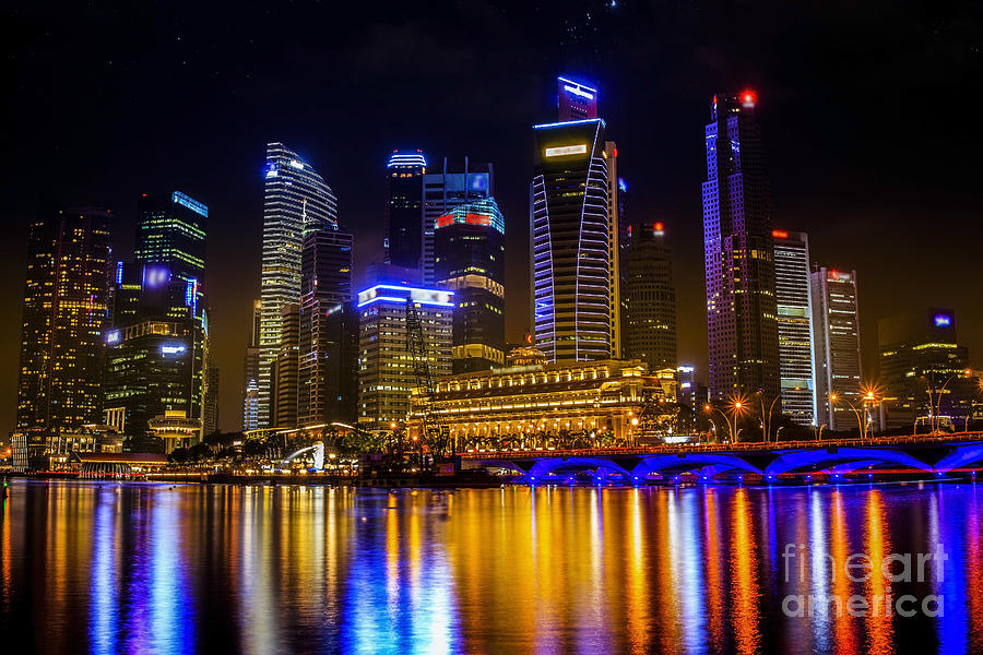 Landscape of the Mer-lion and Singapore Photograph by Anek Suwannaphoom