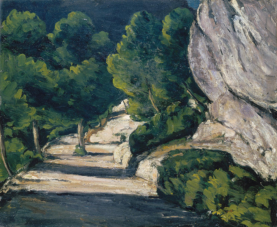 Landscape. Road with Trees in Rocky Mountains Painting by Paul Cezanne