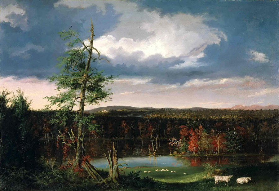 Landscape the Seat of Mr. Featherstonhaugh in the Distance Painting by Thomas Cole