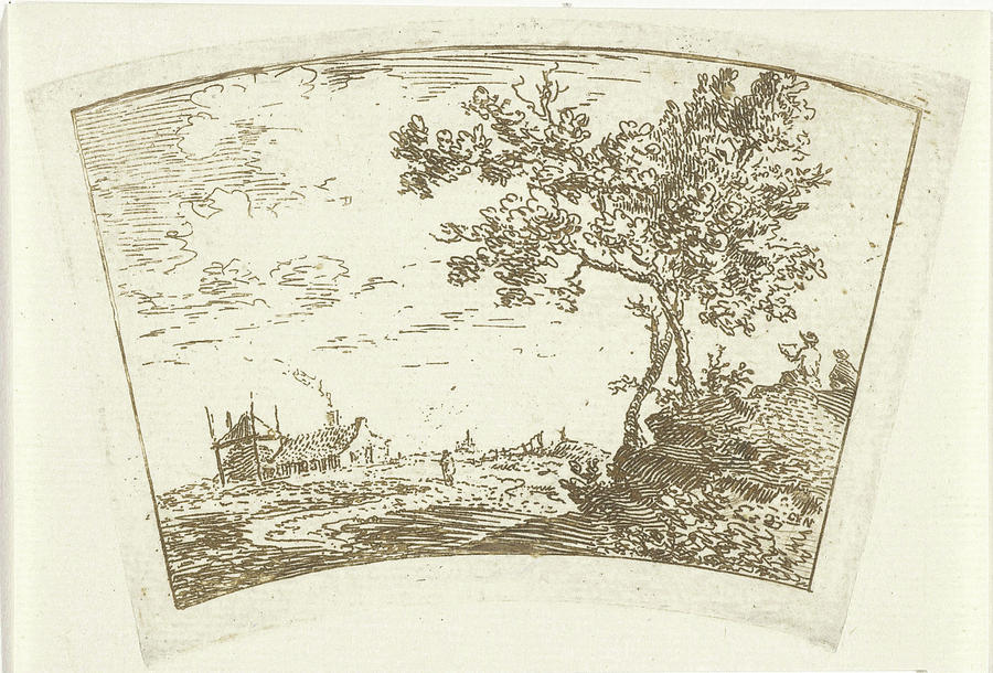 Farm Drawing - Landscape With A Farm And A Haystack Left And Right Two by Cornelis Van Noorde