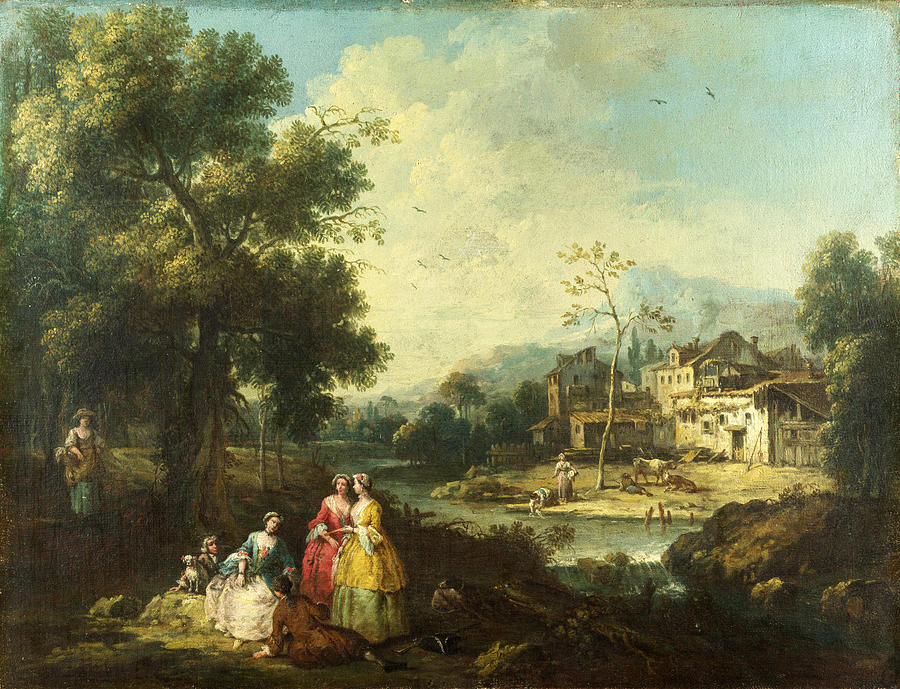 Landscape with a Group of Figures Painting by Giuseppe Zais