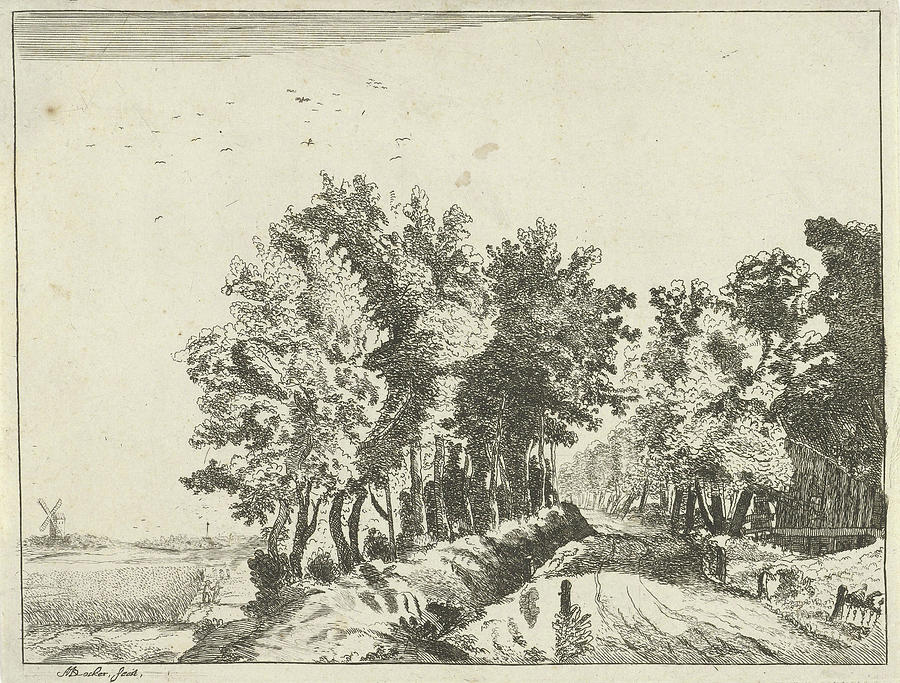 Tree Drawing - Landscape With A Hut On The Road, Anna Maria De Koker by Anna Maria De Koker