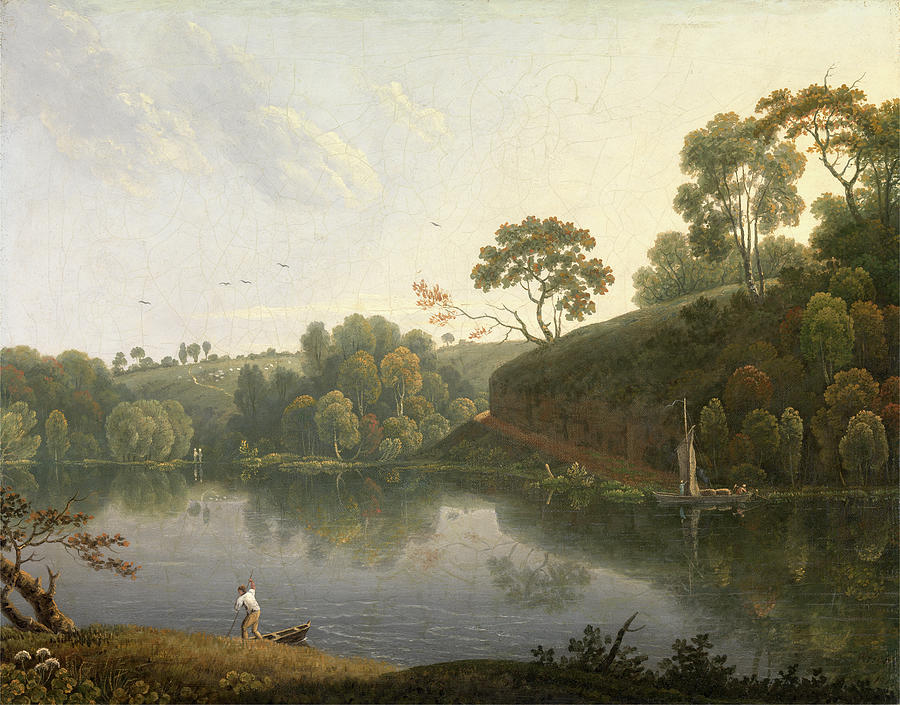 Landscape With A Lake And Boats Signed And Dated Painting by Litz ...