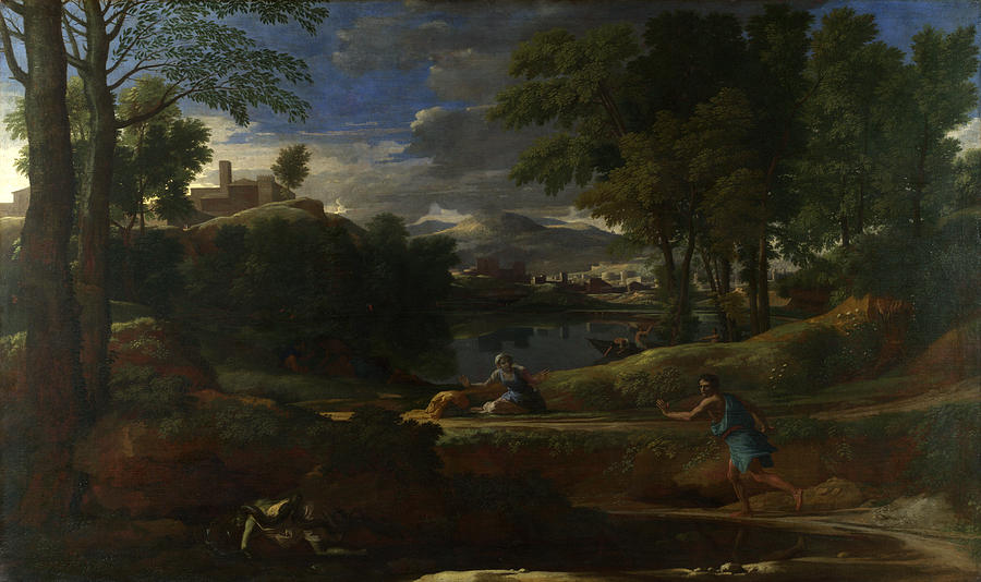 Landscape with a Man killed by a Snake Painting by Nicolas Poussin