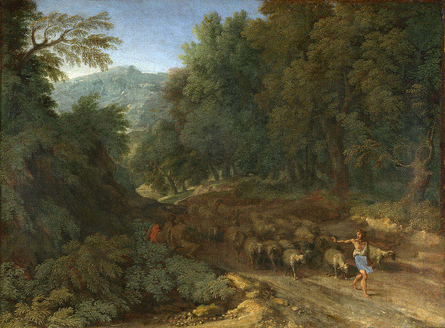 Landscape with a Shepherd and his Flock Painting by Gaspard Dughet
