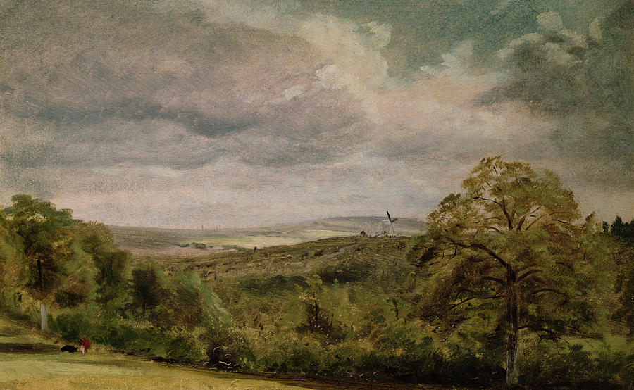 Stormy Sky Photograph - Landscape With A Windmill Oil On Paper On Millboard by Lionel Constable