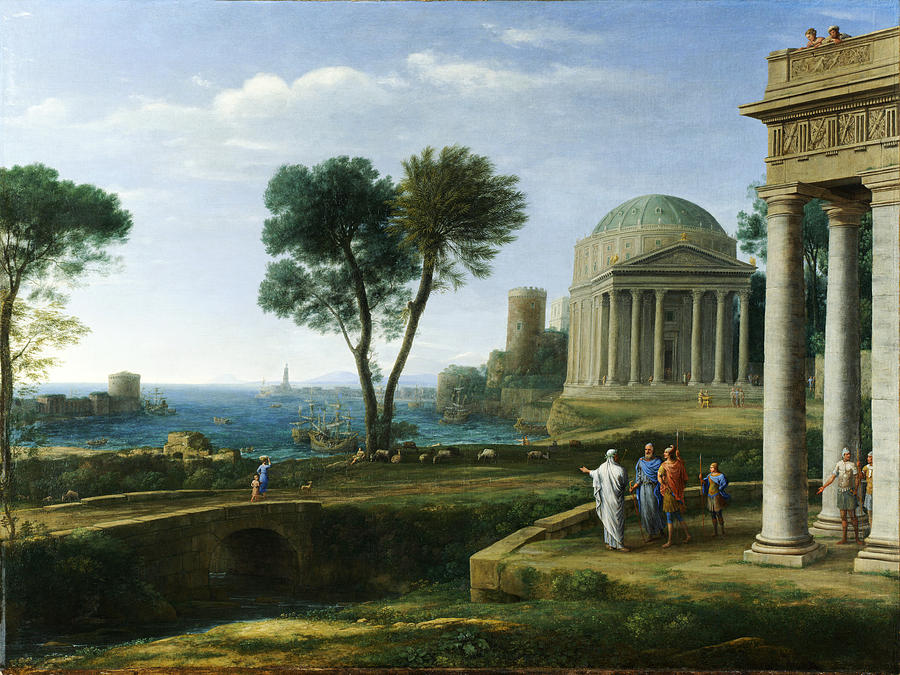 Landscape with Aeneas at Delos Painting by Claude Lorrain