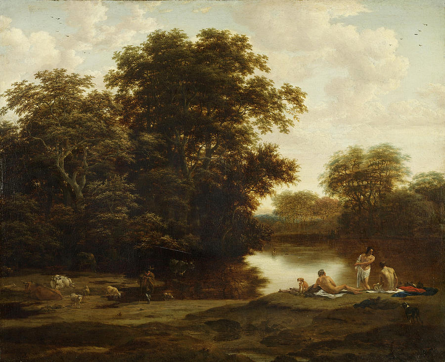 Landscape with Bathers Painting by Joris van der Haagen