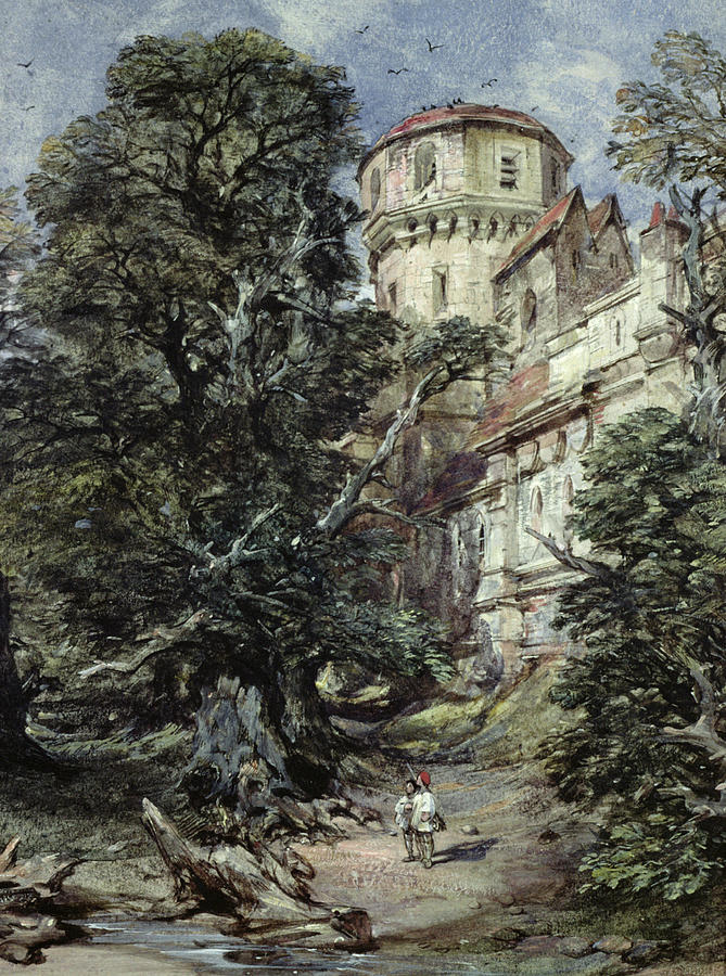 Castle Painting - Landscape with Castle and Trees by George Cattermole