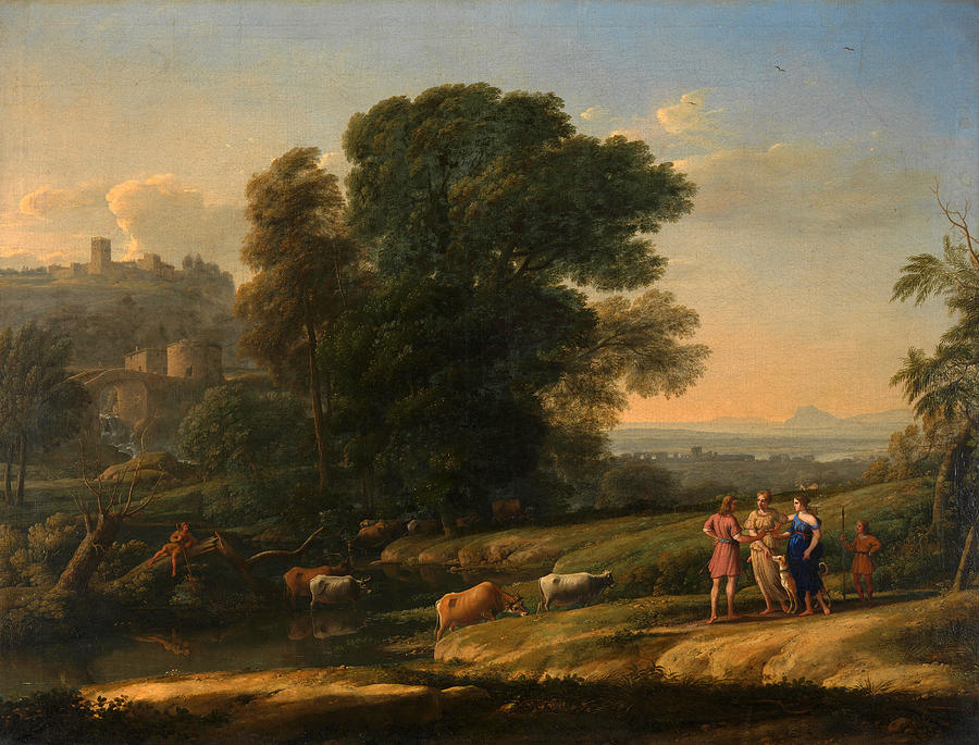 Landscape with Cephalus and Procris reunited by Diana Painting by Claude Lorrain