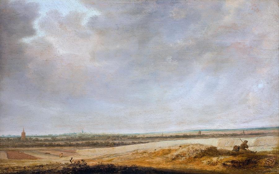 Landscape Painting - Landscape with Cornfields by Salomon van Ruysdael