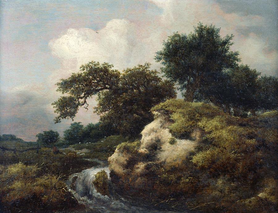 Landscape Painting - Landscape with Dune and Small Waterfall by Jacob van Ruisdael