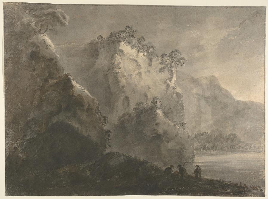 Landscape With Hills And A Lake Drawing by William Gilpin - Fine Art ...