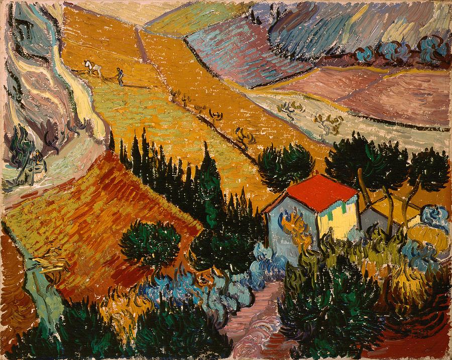 Landscape with House and Ploughman #4 Painting by Vincent van Gogh