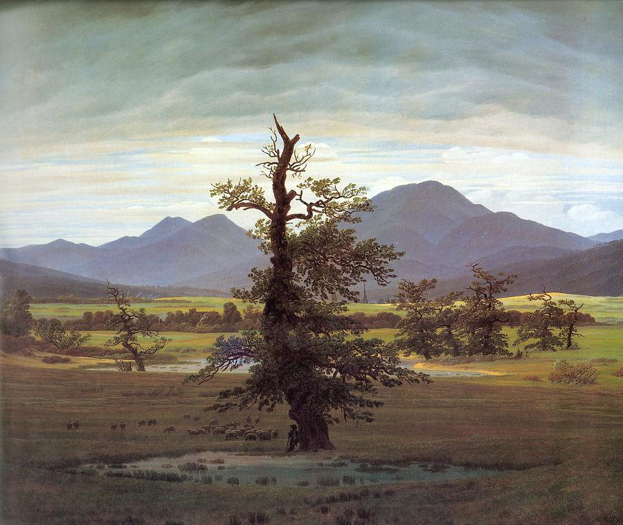 Landscape with Solitary Tree Painting by Caspar David Friedrich