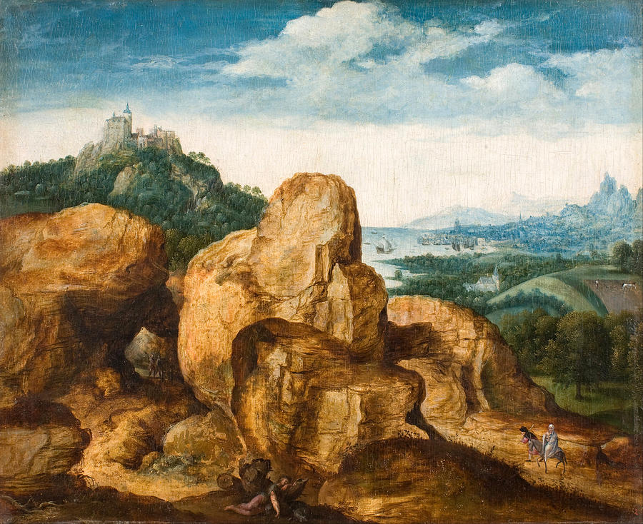 Landscape with the Flight to Egypt Painting by Cornelis Massijs