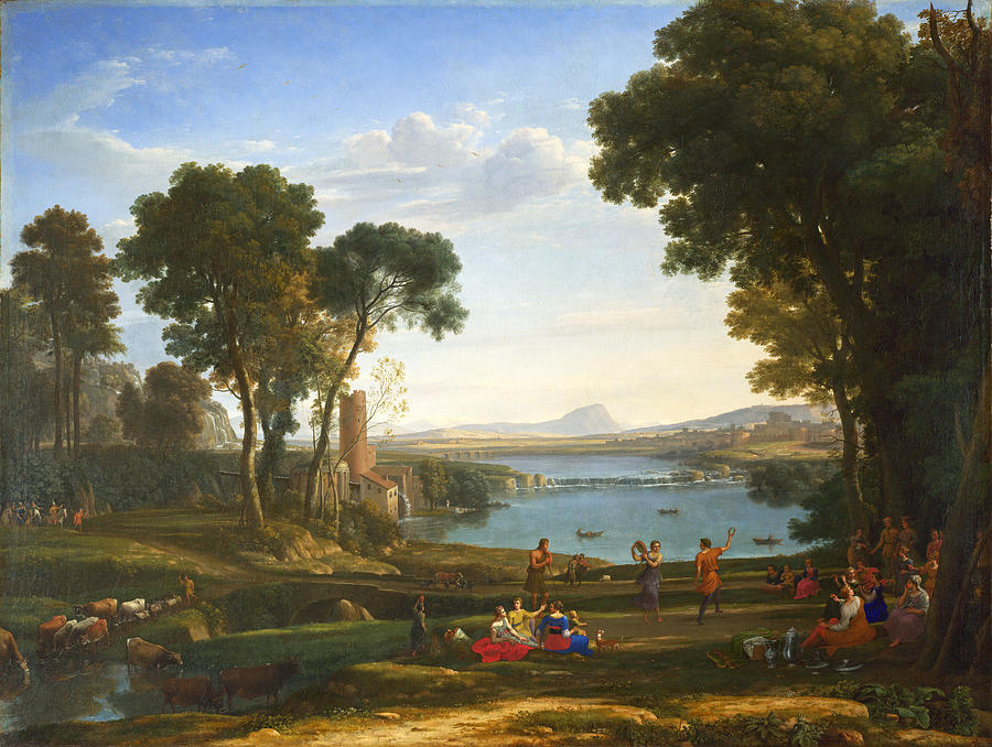 Landscape with the Marriage of Isaac and Rebecca Painting by Claude Lorrain