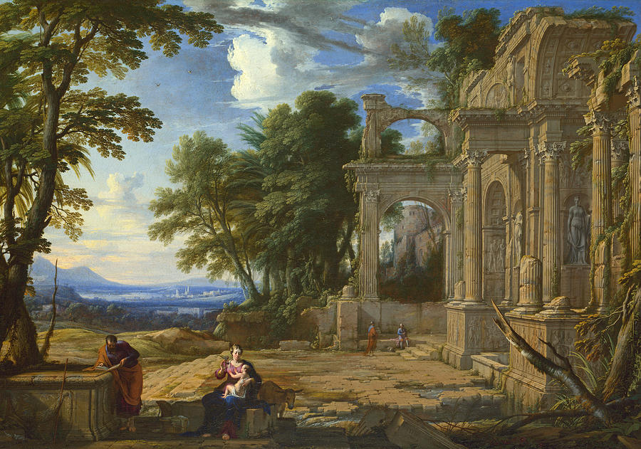 Landscape with the Rest on the Flight into Egypt Painting by Pierre Patel