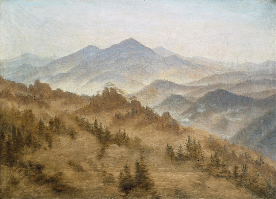 Landscape with the Rosenberg in the Bohemian Mountains Painting by Caspar David Friedrich