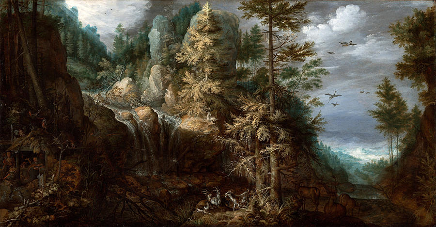 Roelant Savery Painting - Landscape with the Temptation of Saint Anthony by Roelant Savery