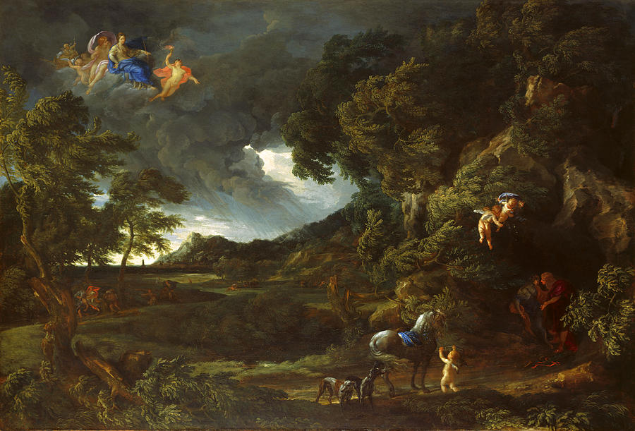 Landscape with the Union of Dido and Aeneas Painting by Gaspard Dughet
