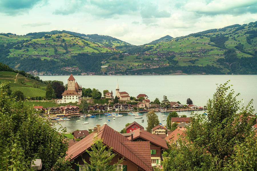 Landscape With Thun Lake And Spiez Photograph by Tamboly Photodesign ...