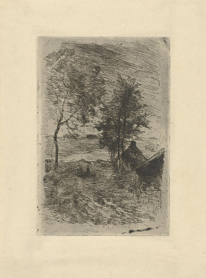 Landscape With Trees And A House, Anton Mauve Drawing by Quint Lox ...