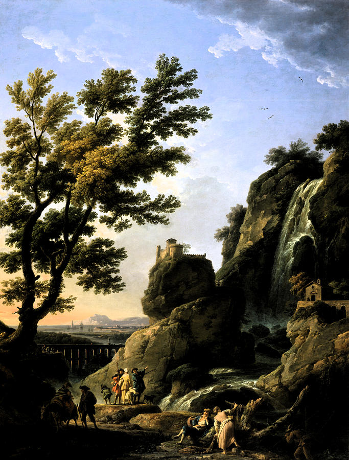 Joseph Vernet Digital Art - Landscape with Waterfall by Joseph Vernet